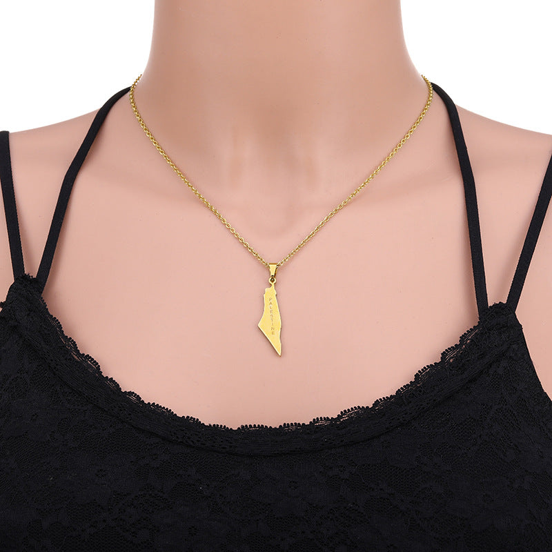 Collar con colgante de letra geométrica para mujer y hombre en acero inoxidable con dije de acero de titanio y acabado galvanizado
