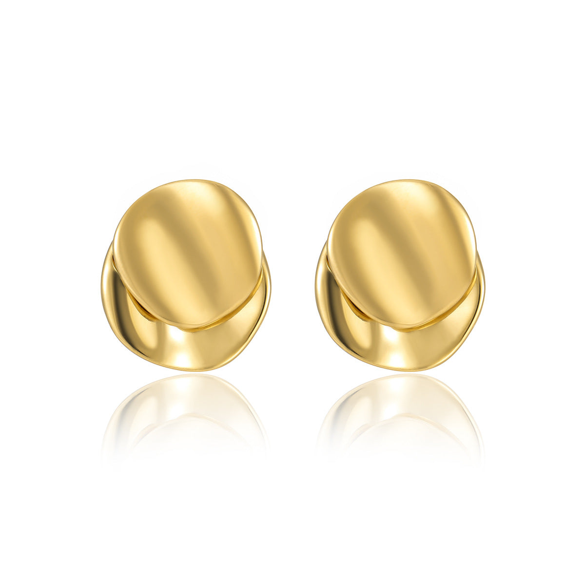 Minimalist Geometric Round Stainless Steel Stud Earrings with Plated Finish for Women