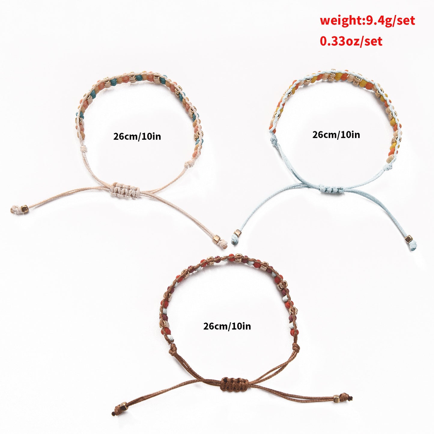 Geometric Style Adjustable Beaded Bracelet for Women with Metal Beads Fashion Jewelry