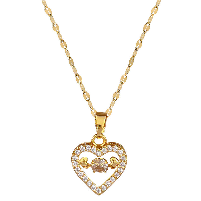 Collana Rotante con Strass di Lusso per Uomo e Donna in Acciaio al Titanio con Pendente Geometrico Girocollo