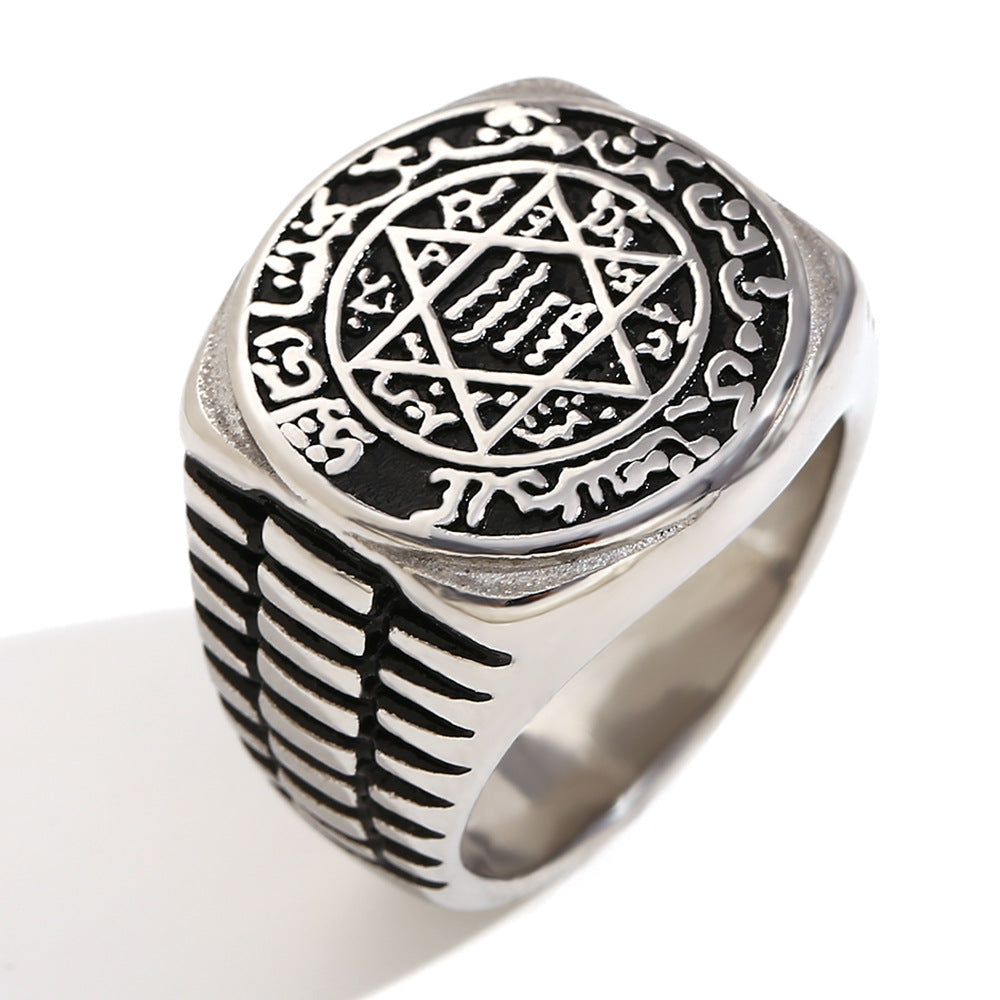 Anello da Uomo in Acciaio Inossidabile Stile Hip Hop Geometria Placcato Oro 18K Nero Vintage a Croce