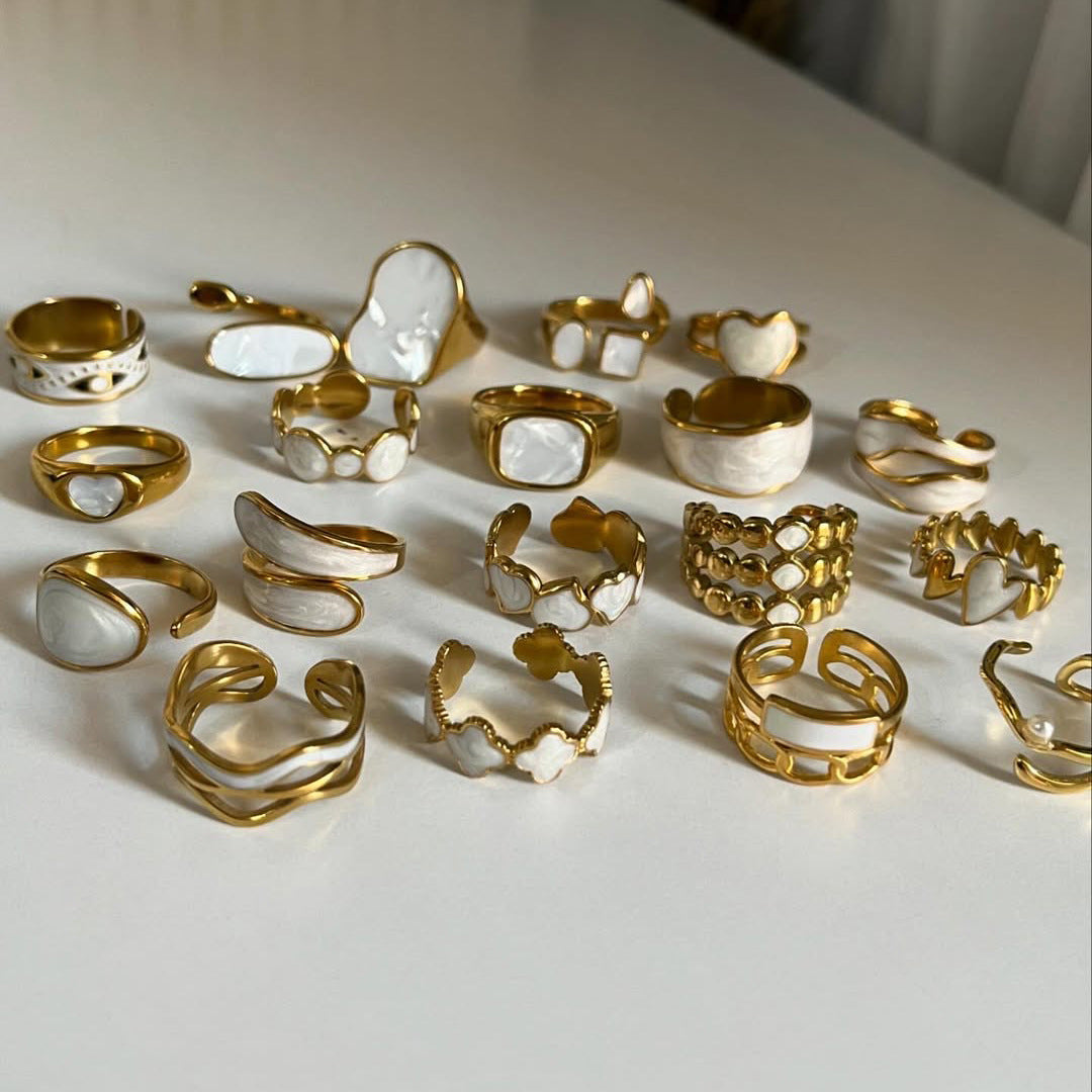 Anillo Minimalista de Acero de Titanio con Forma de Girasol, Bañado en Oro, Ajustable, para Mujer