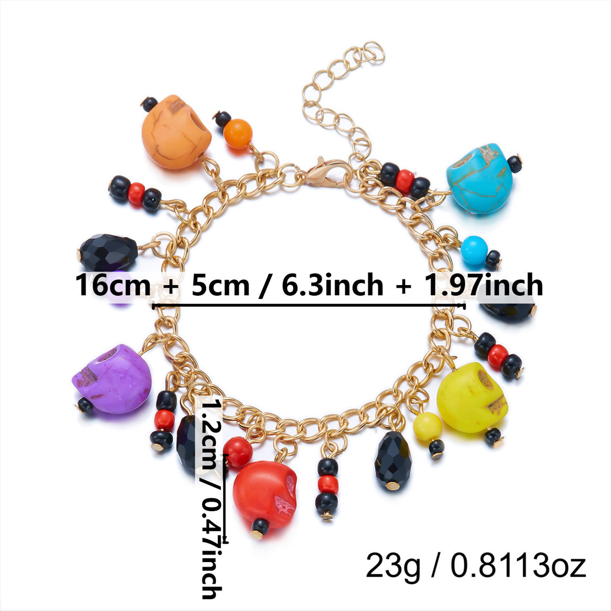 Gothic Drip Oil Plated Alloy Charm Bracelet with Cartoon Halloween Pendants for Unisex Party Jewelry