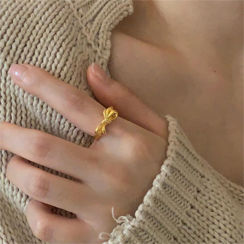 Sweet 925 Sterling Silver Heart Bow Ring for Women