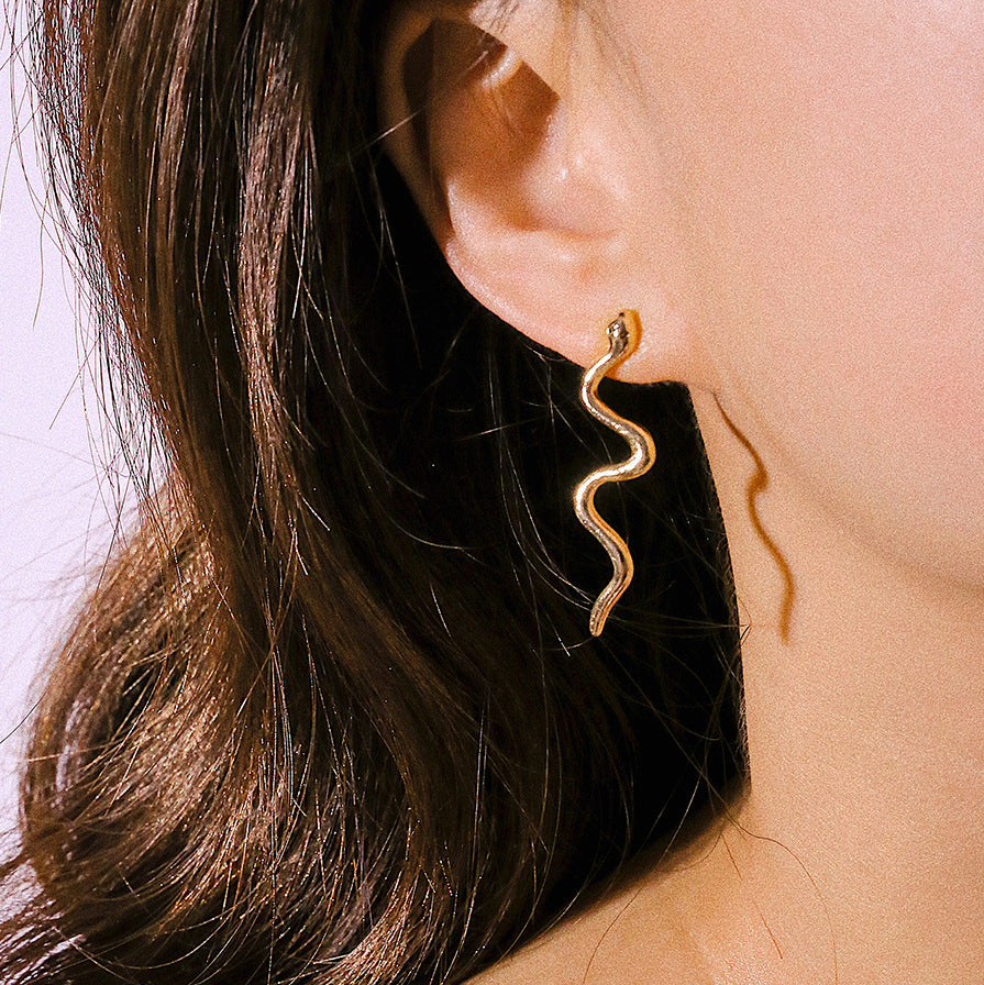 Pendientes de serpiente geométricos de aleación chapada Punk Minimalista para mujer