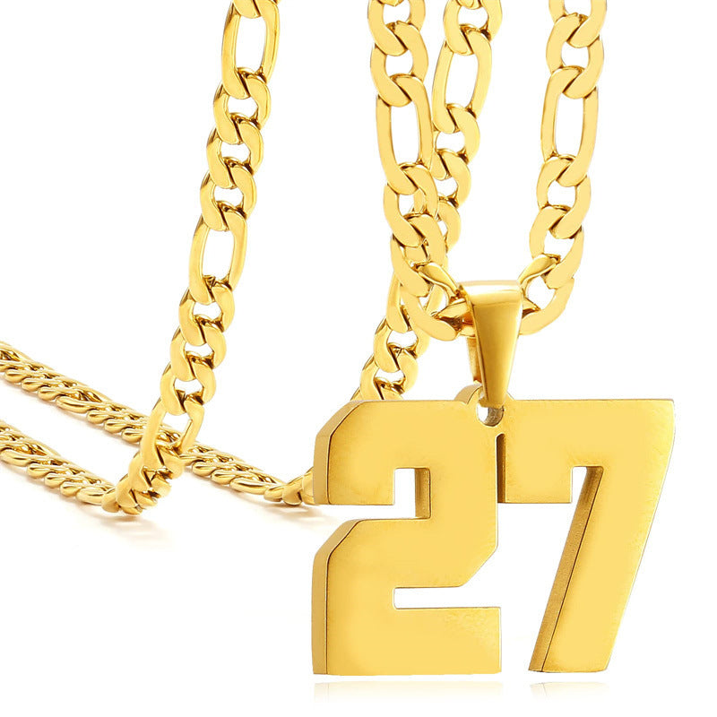 Minimalist Numeric Pendant Necklace for Men and Women Stainless Steel Chain with Polished Titanium Steel Charm