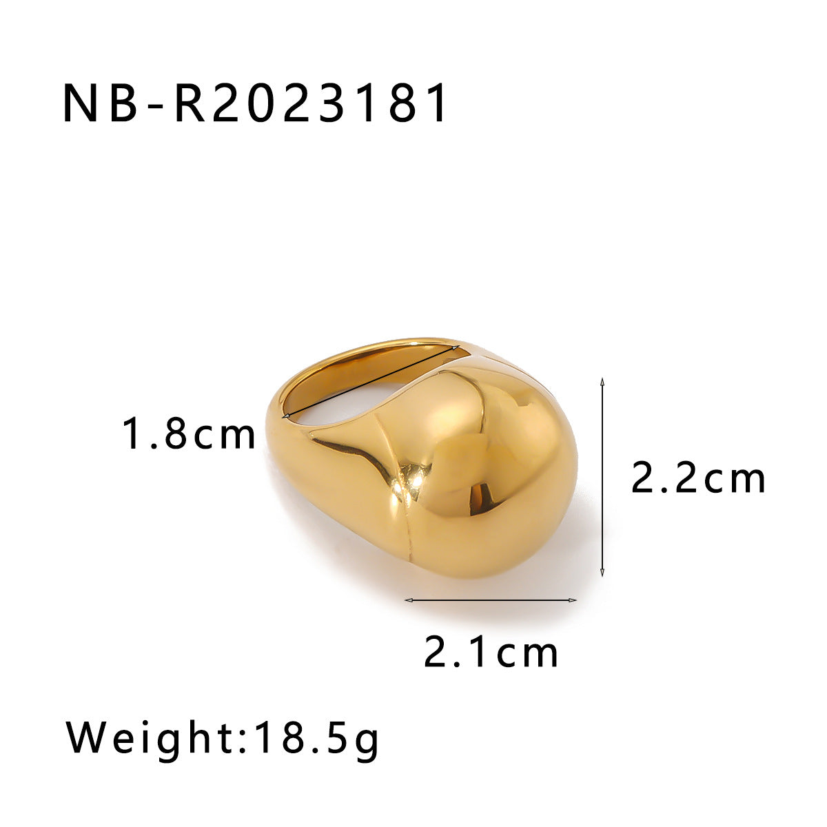 Anello Minimalista Geometrico in Acciaio al Titanio con Placcatura in Oro 18K Impermeabile Lucido di Alta Qualità per Donna e Uomo