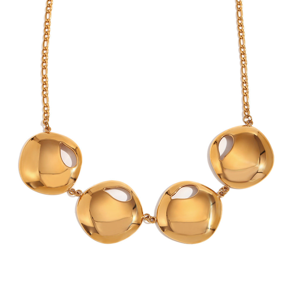 Fashionable Minimalist Geometric Teardrop Pendant Necklace for Women Stainless Steel with 18K Gold Plating
