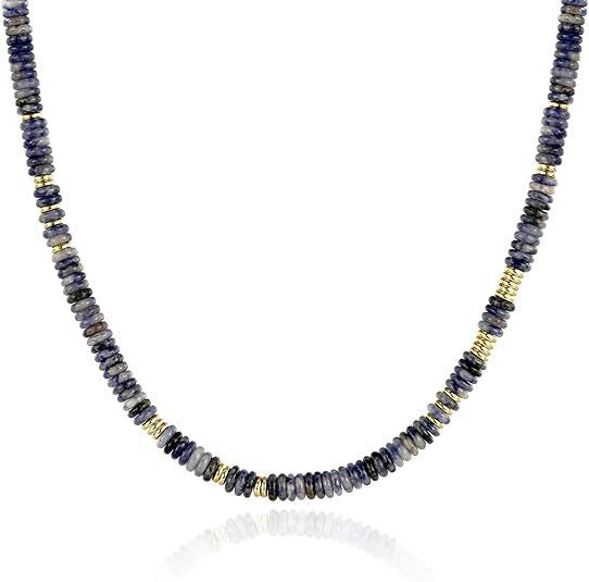 Bohemian Luxury Round Natural Stone Beaded Stainless Steel Necklace for Women