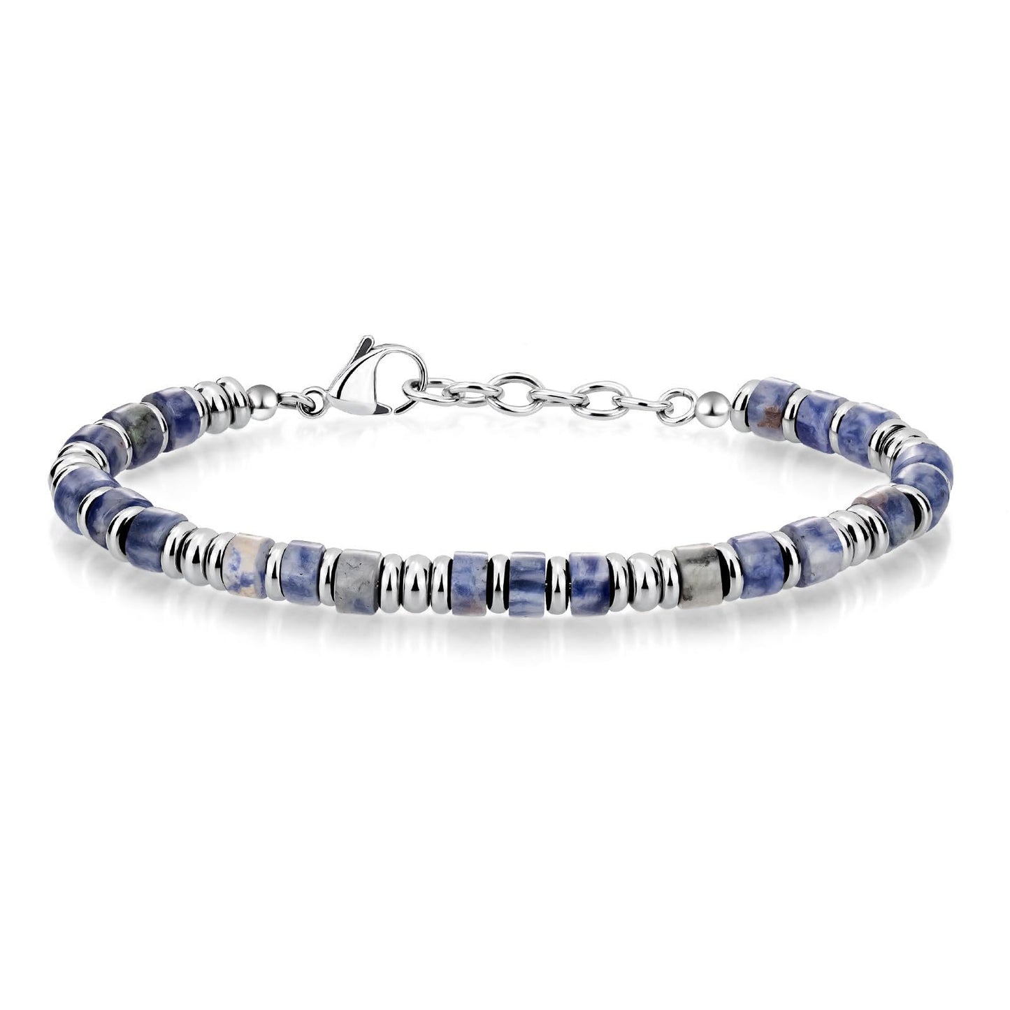 4mm Natural Obsidian Geometric Round Stainless Steel Bracelet Unisex