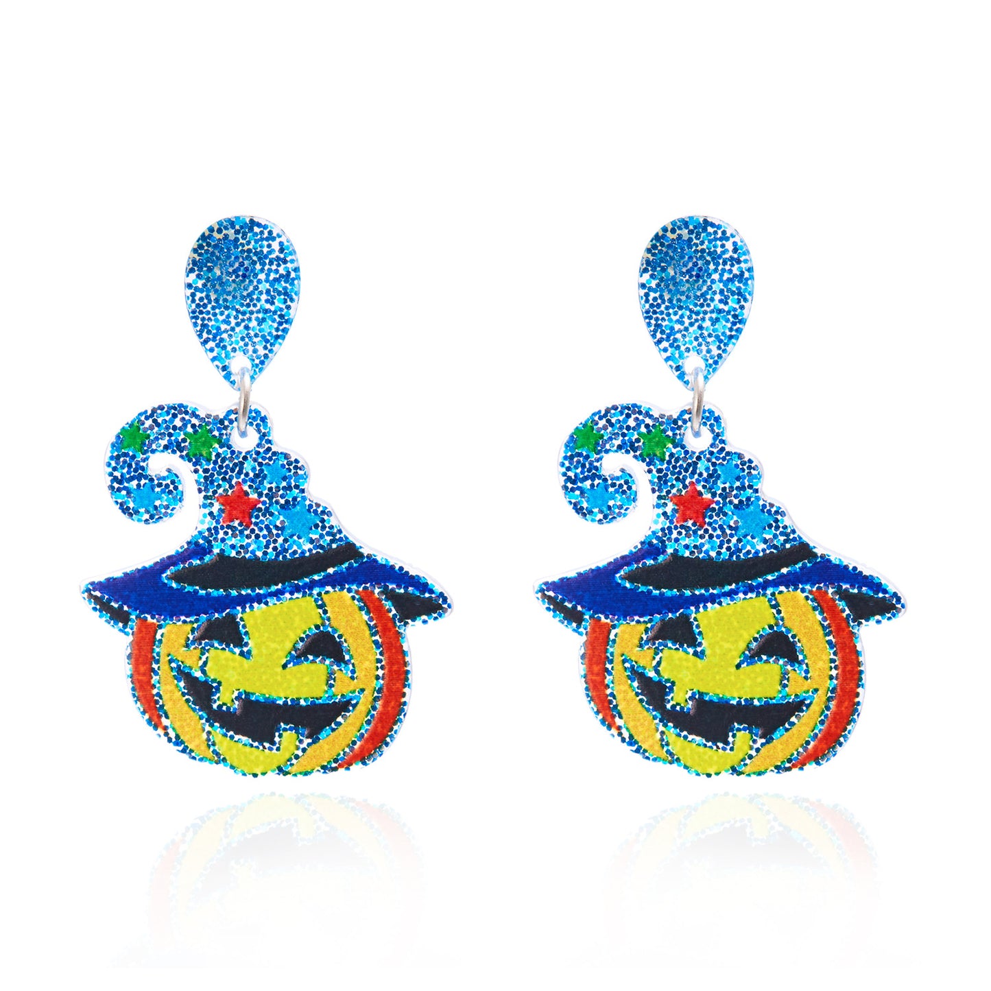 Halloween-Themed Acrylic Earrings with Cartoon Pumpkin and Ghost Design, Electroplated Fashion Jewelry for Women