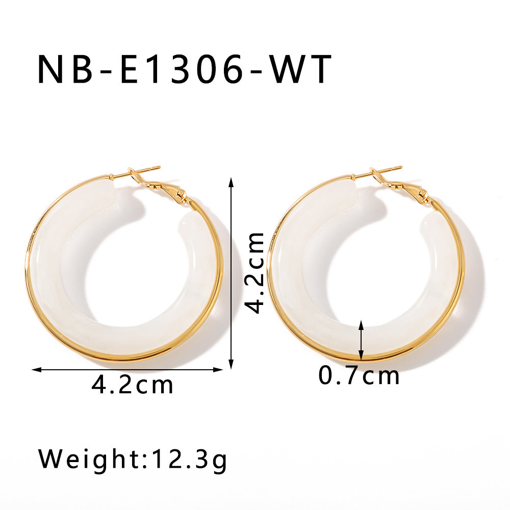 Minimalist Geometric Stainless Steel Ear Cuffs with 18K Gold Plating and Hollow Circle Design for Women