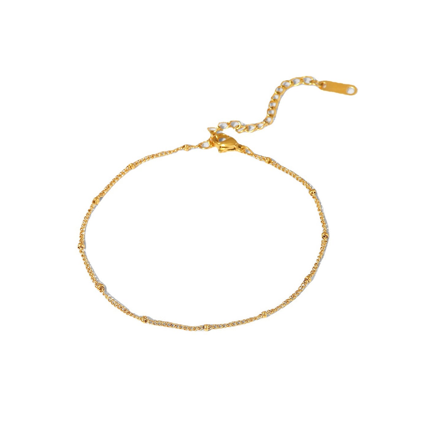 Minimalist Geometric Titanium Steel Anklet with 18K Gold Plating Fine Beaded Design Fashionable Versatile Foot Jewelry