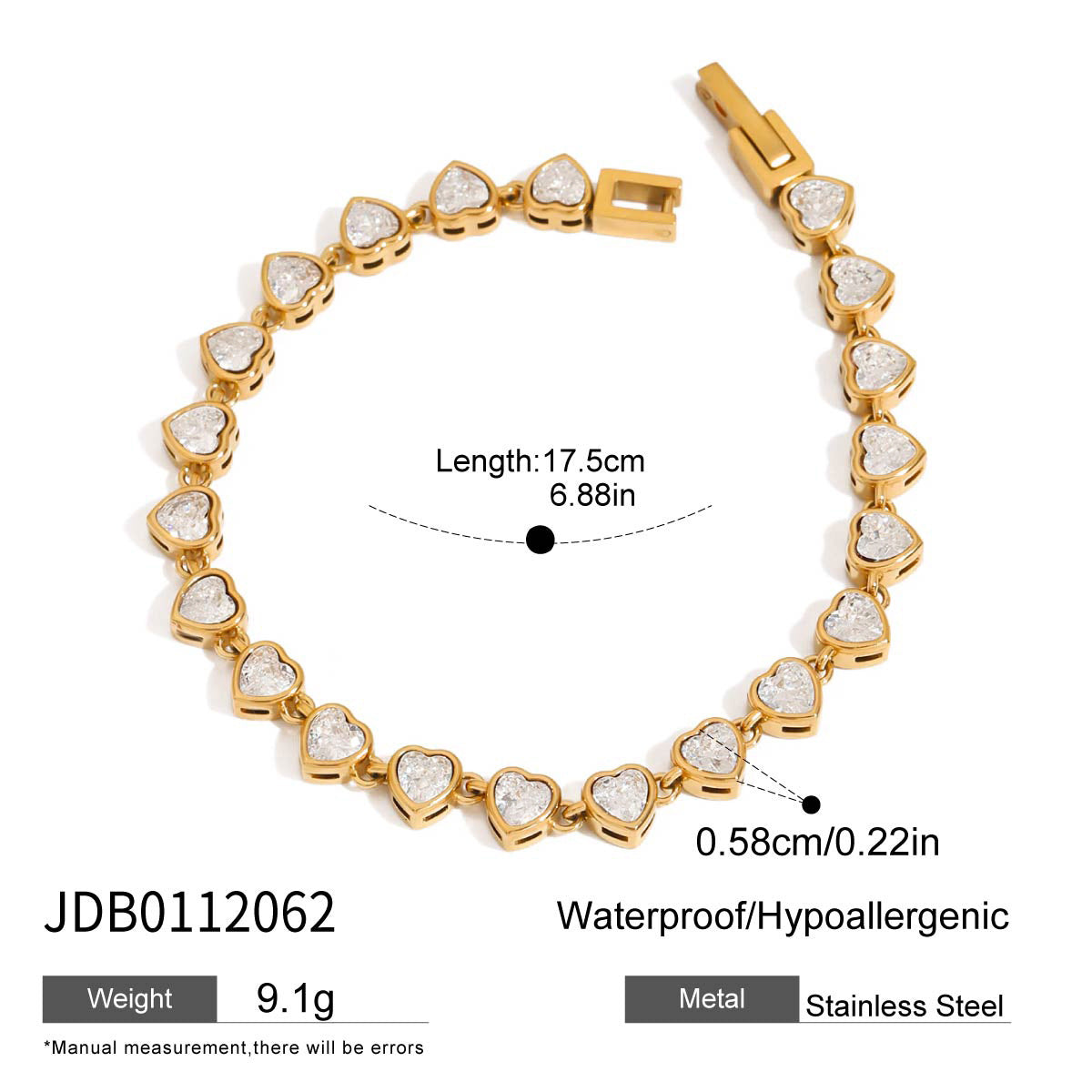 Minimalist Geometric Round Stainless Steel Plated Cubic Zirconia Bracelet for Women
