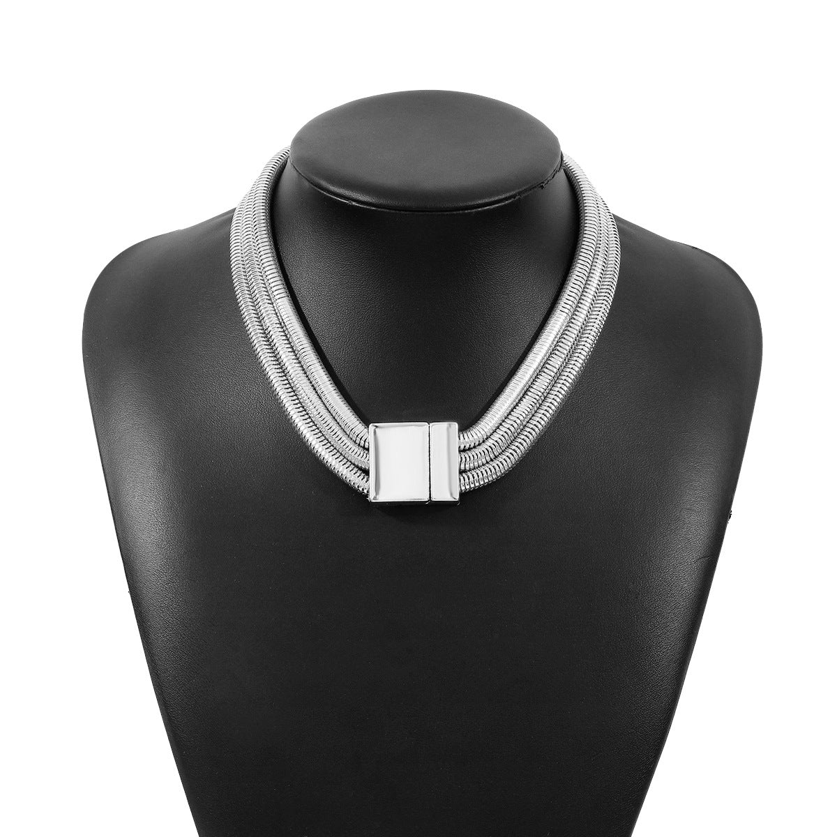 Collana con pendente geometrico dolce e grintoso con chiusura magnetica e braccialetto elastico da donna