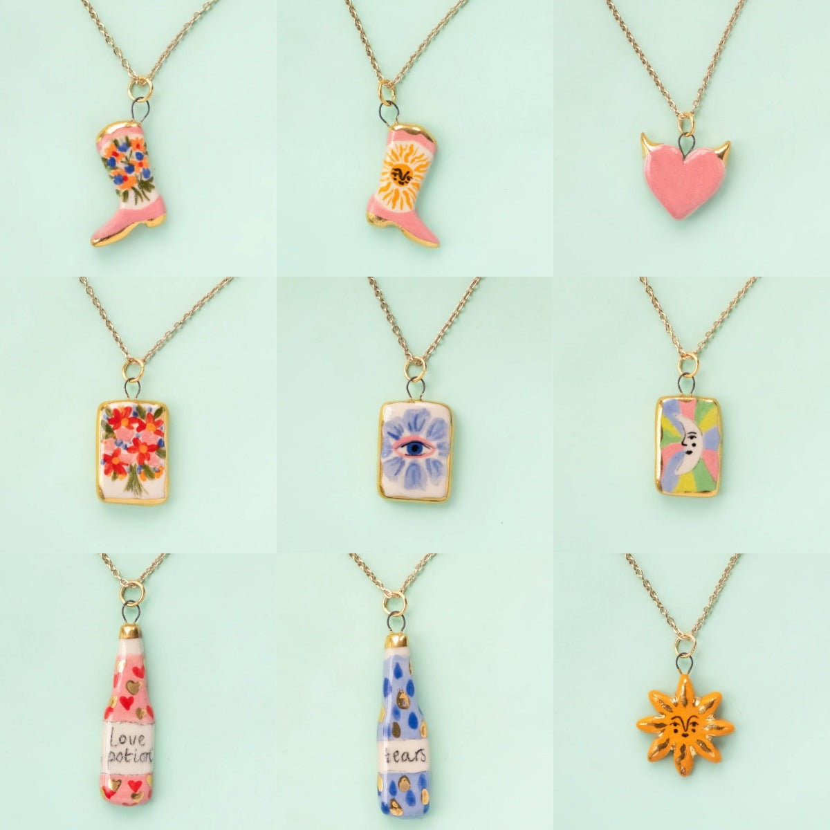 Heart Shaped Brass Charm Bar Pendant