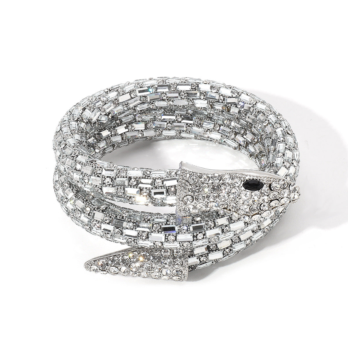 Edgy Snake-Shaped Alloy Bracelet with Rhinestone Inlay Plated in Premium Finish for Women