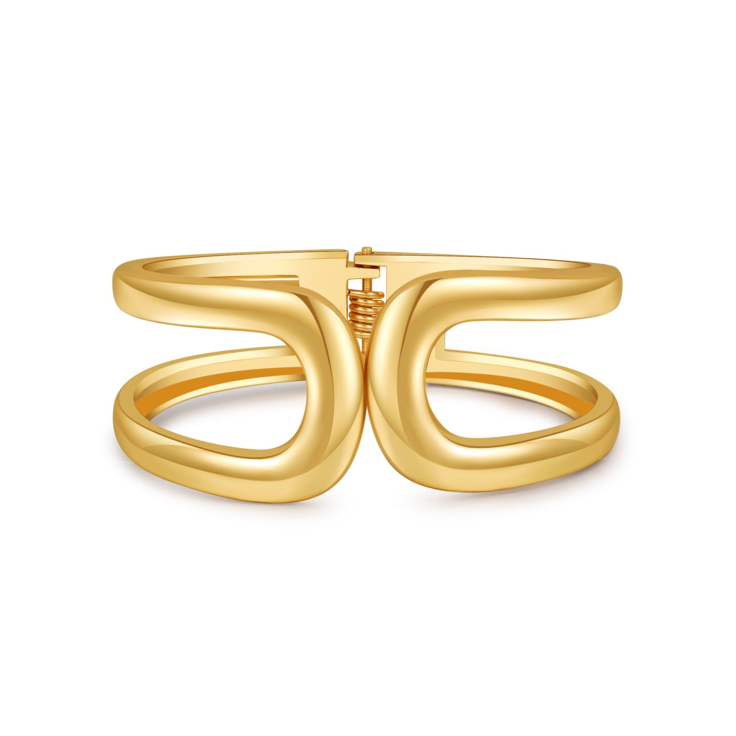 Geometric Round Plated Alloy Open Cuff Bracelet