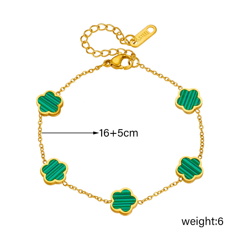 Vintage Minimalist Floral Stainless Steel Plated Bracelet for Women