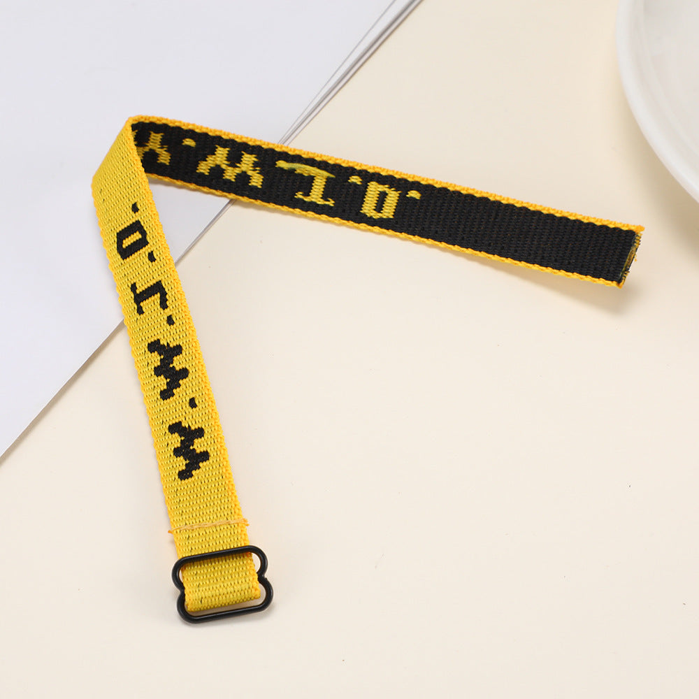Sporty Unisex Adjustable Letter Woven Polyester Bracelet DIY Charm Bar
