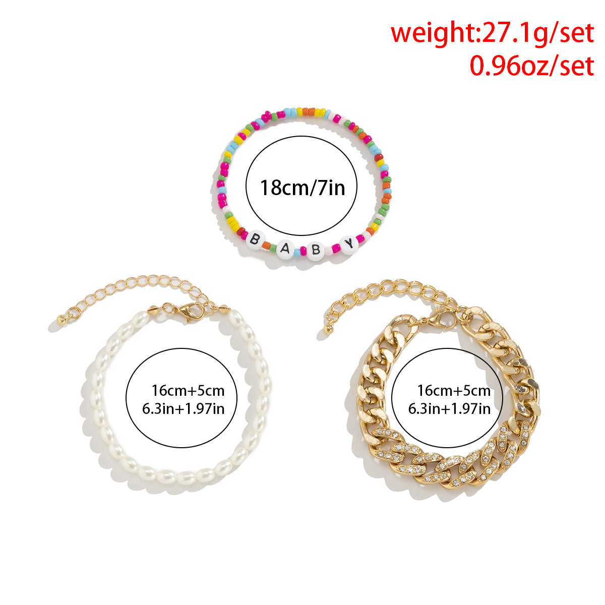 Vintage Bohemian Ethnic Geometric Alloy Plated Cuban Link Chain Bracelet with Imitation Pearl Beads for Women