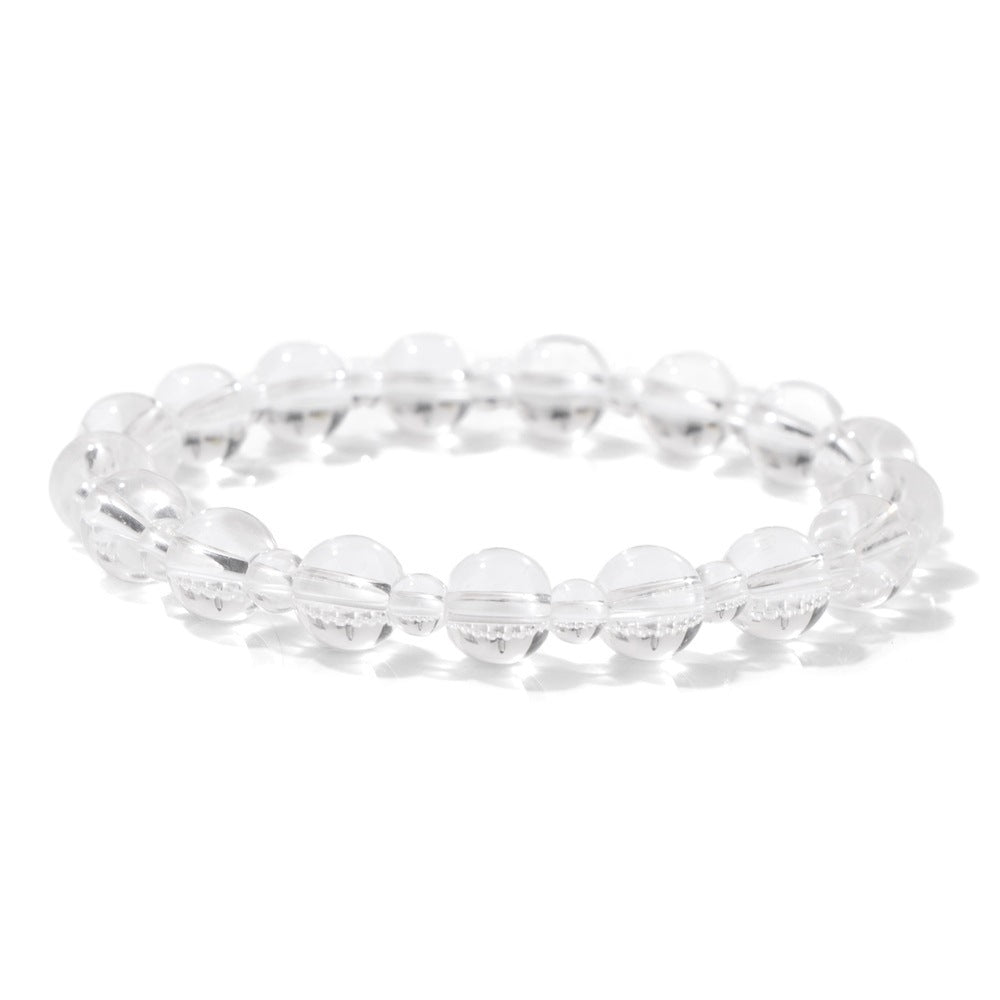 Minimalist Sweet Natural Crystal Beaded Bracelet Unisex 8mm Elastic Stretch Bangle with Star and Geometric Charms