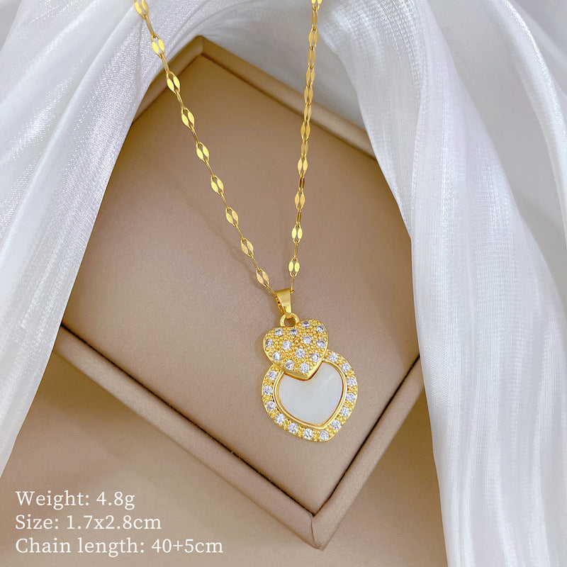 Collar de titanio con diamantes de imitación, cielo estrellado geométrico, para mujer, cadena de labios minimalista, estilo dulce