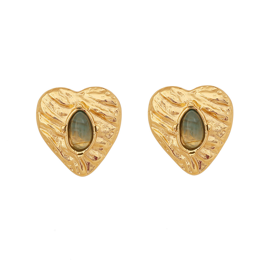 Orecchini a perno vintage in acciaio inossidabile a forma di cuore con finitura placcata per donna