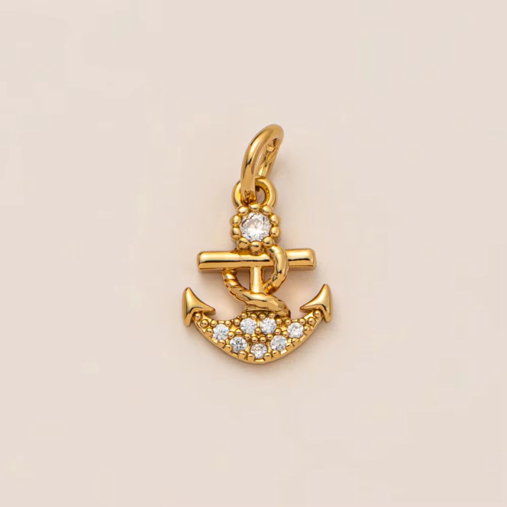Minimalist Elegant Plated Brass Heart Butterfly Animal Floral Charm Bar for Cable Chain Necklace DIY Accessories