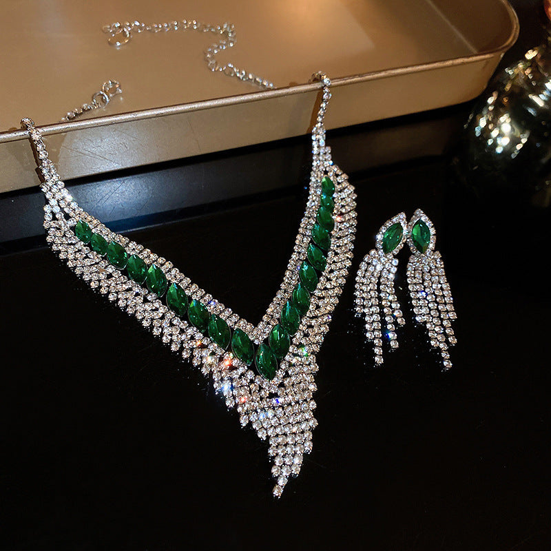 Vintage Green Rhinestone Butterfly Pearl Earrings with Stainless Steel Posts for Women