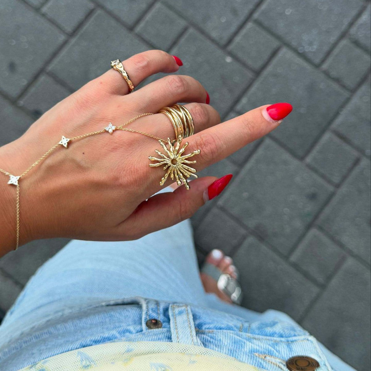 Anillo geométrico de acero inoxidable con circonitas para mujer con acabado chapado, accesorio de moda minimalista