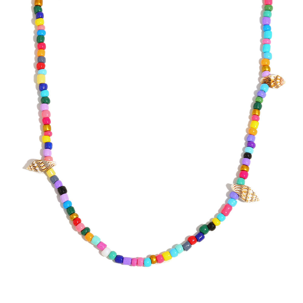 Fashionable Geometric Acrylic Seashell Necklace in Jelly Colors with Stainless Steel Base and 18K Gold Plating for Women