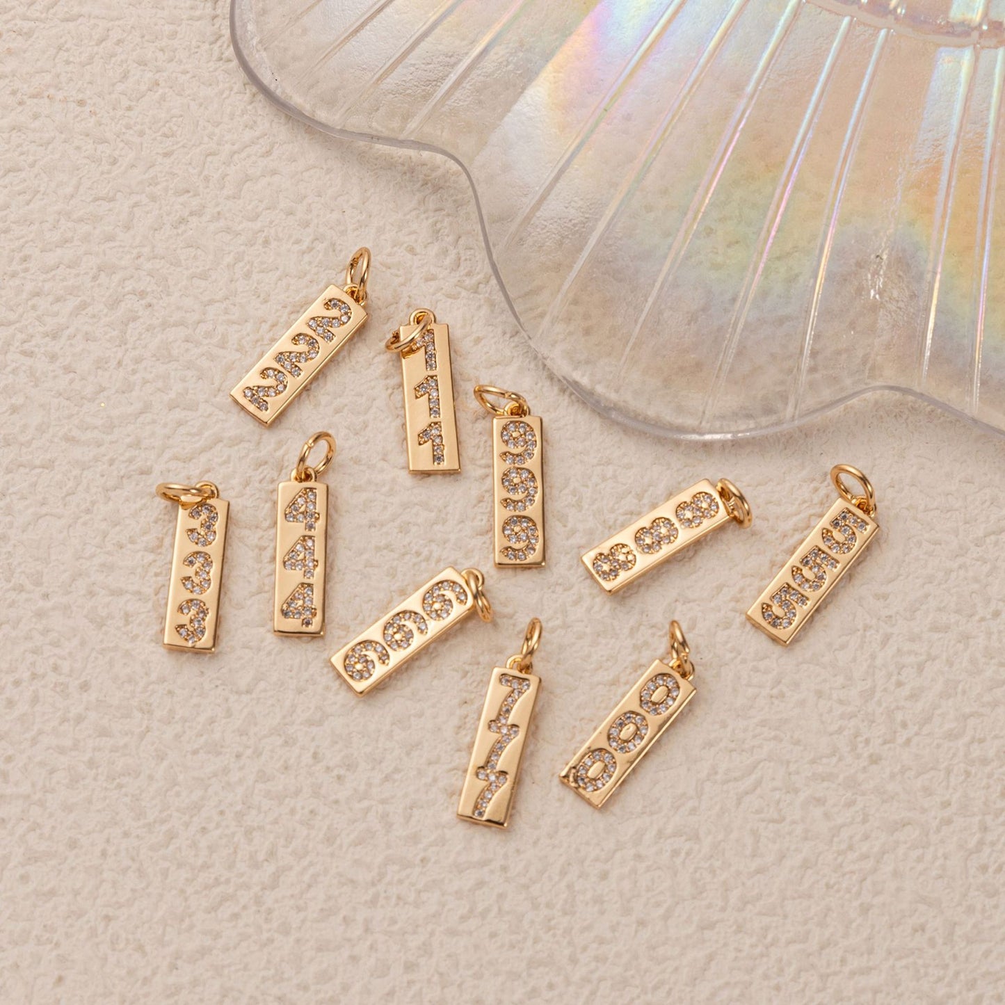 Vintage 18K Gold Plated Number Charm Bar Necklace for Unisex