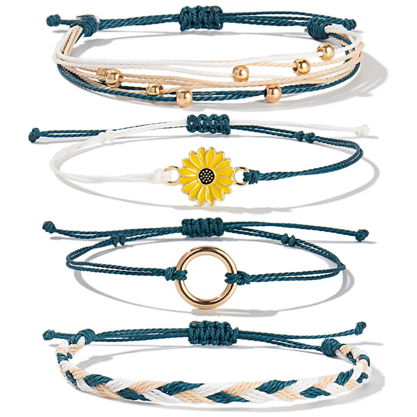 Bohemian Floral Sunflower Handmade Woven Bracelet for Women