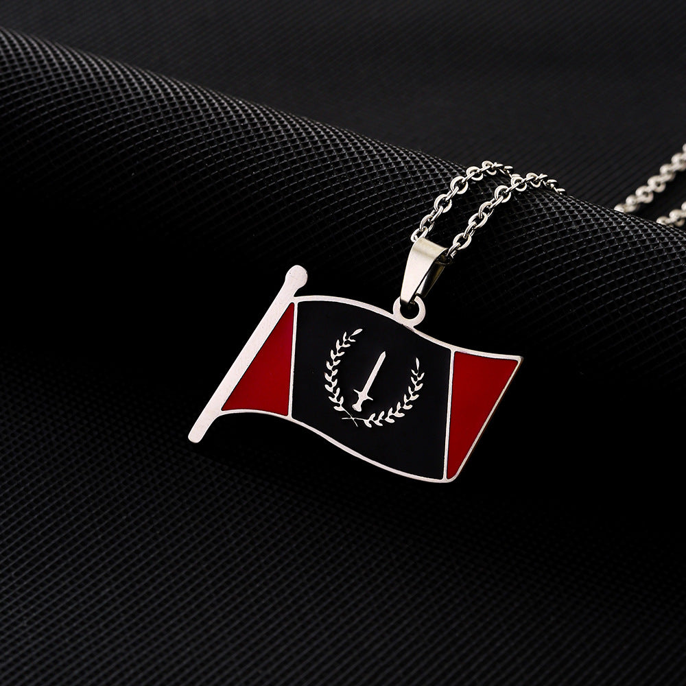 Collana con Pendente Geometrico Minimalista in Acciaio Inox con Pendente in Acciaio al Titanio e Finitura Galvanizzata per Uomo e Donna