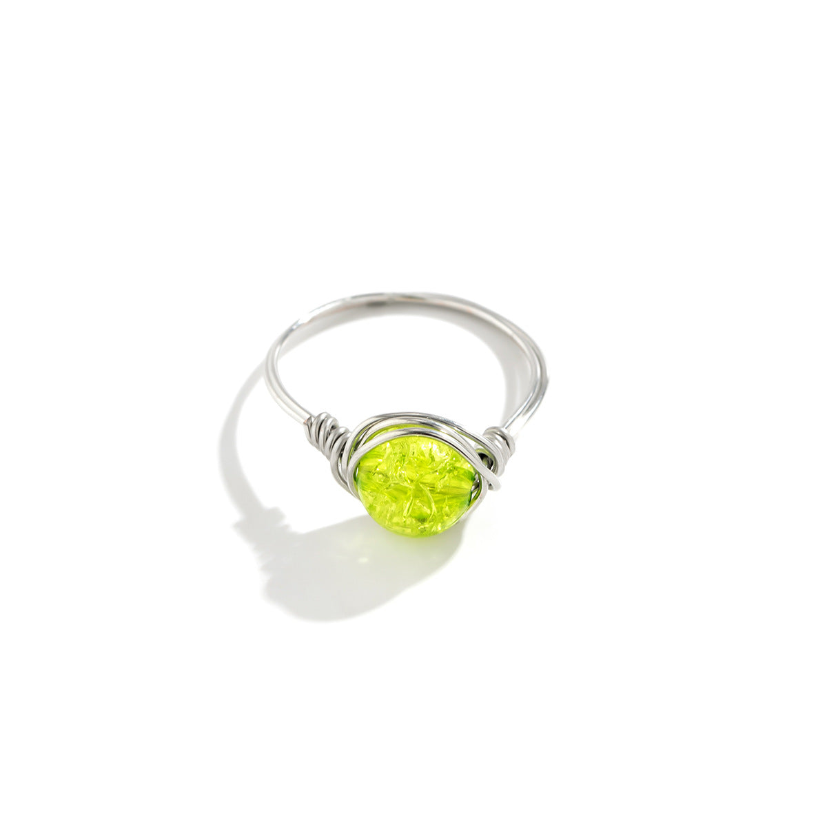 Anello da donna in rame stile rustico minimalista con perline geometriche circolari