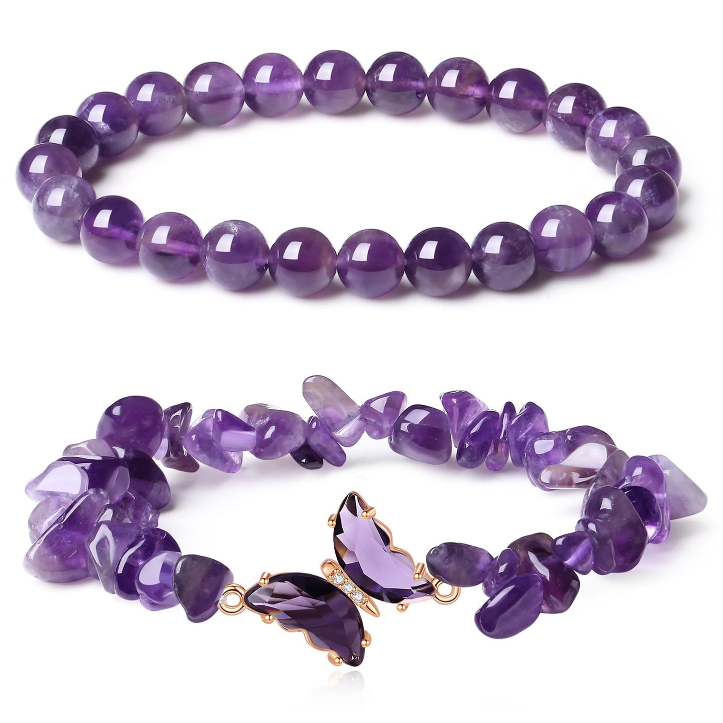 Minimalist Butterfly Geometric Crystal Charm Bar Bracelet Set