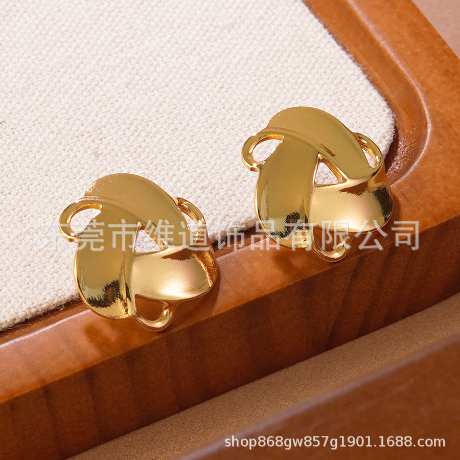 Casual Geometric Stainless Steel Spark Earrings with Hollow Irregular Design