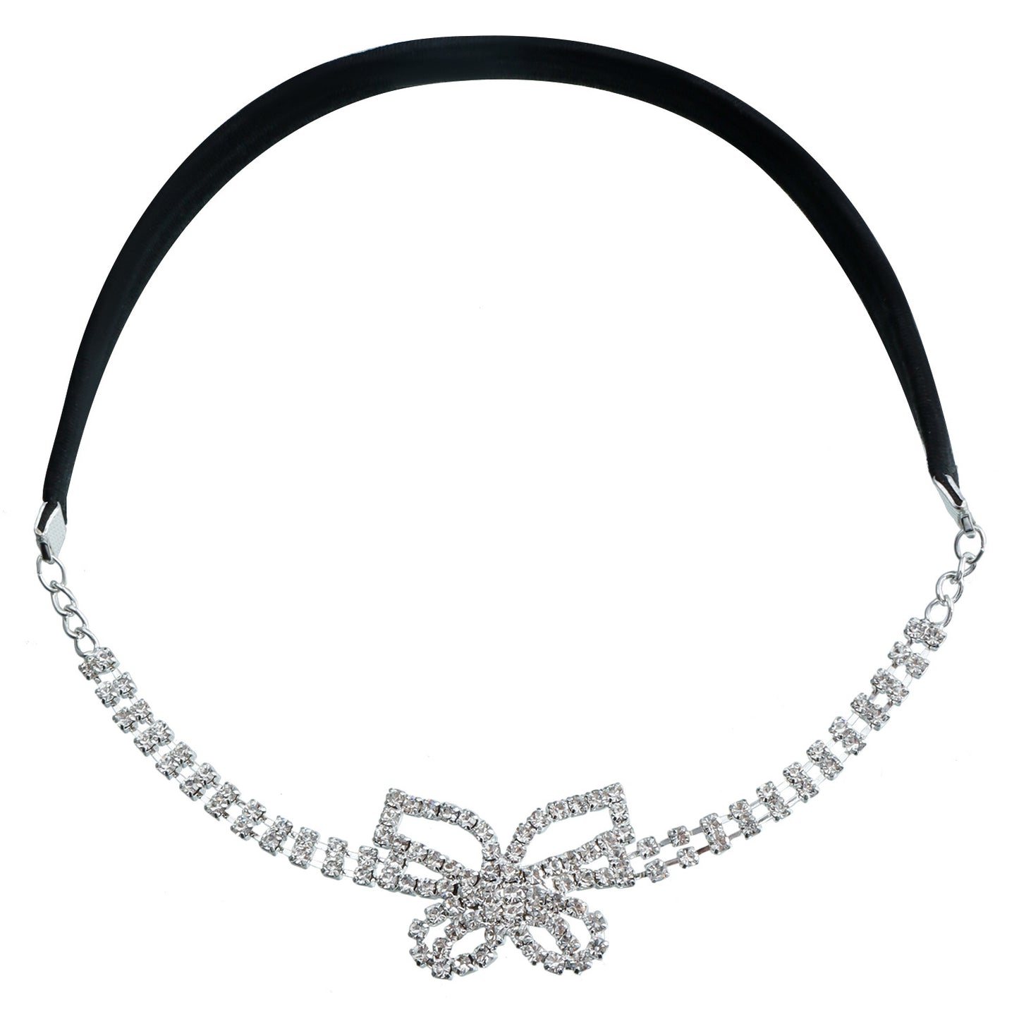 Elegant Hollow-Out Rhinestone Bowknot Anklet for Women Alloy Adjustable Leg Chain with Sparkling Star Motif