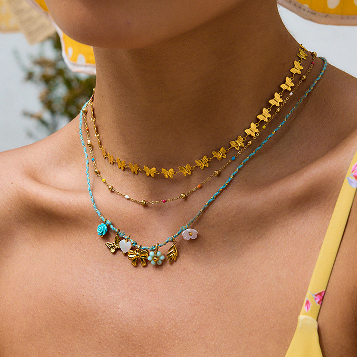 Elegante Collana in Acciaio Inossidabile Placcato con Motivo Floreale Geometrico e Ciondolo in Acciaio al Titanio da Donna con Barretta per Charm Fai da Te