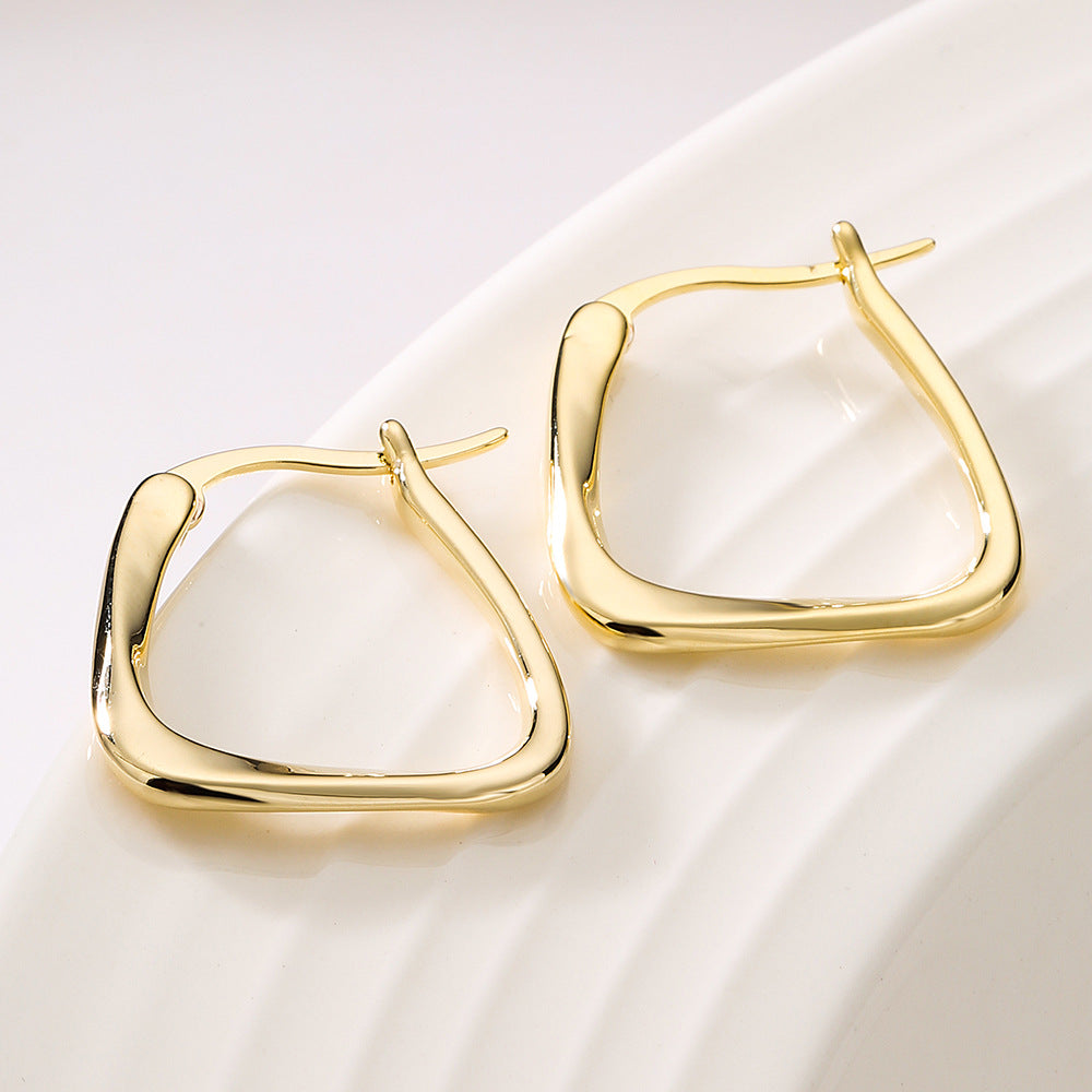 Minimalist Geometric Earrings in Copper with Gold Plating for Everyday Wear
