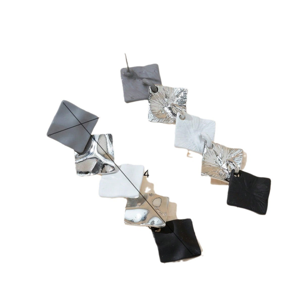 Pendientes largos colgantes minimalistas de cobre chapado con forma de onda geométrica y postes de acero inoxidable para mujer