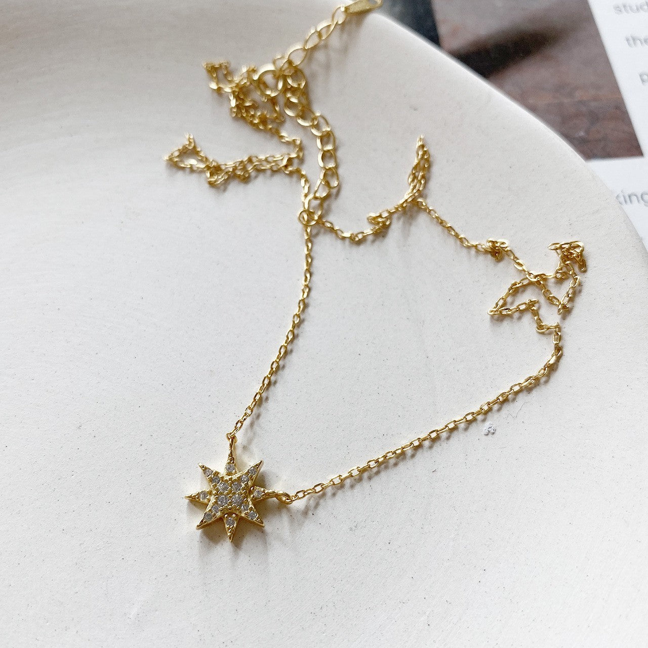 Minimalist 925 Sterling Silver 18K Gold Plated Geometric Star Woven Choker Necklace
