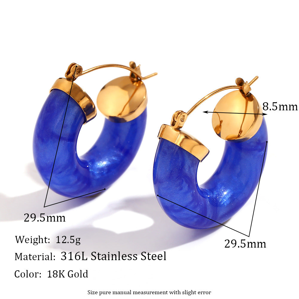 Orecchini a Clip da Donna in Acciaio Inox con Stampa Geometrica Serpente Vintage, Placcati Oro 18K