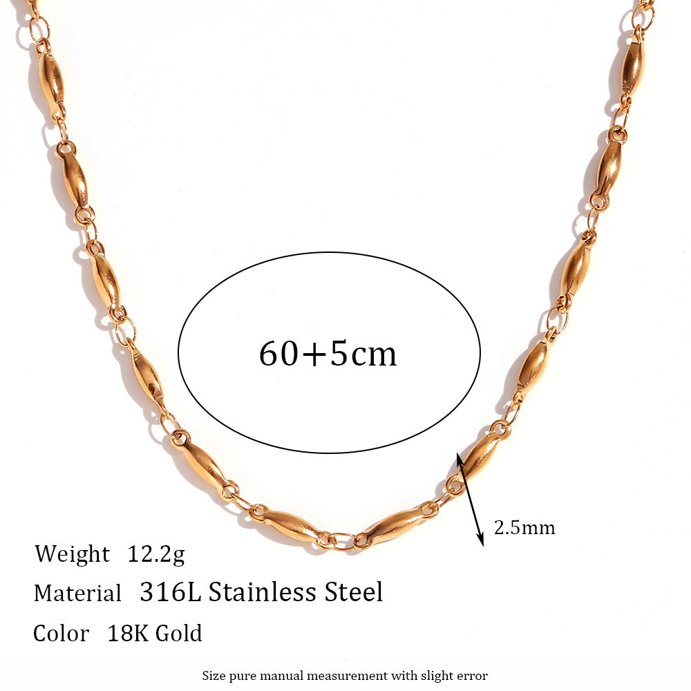 Conjunto de collar y pulsera hechos a mano para mujer de acero inoxidable chapado en oro de 18 quilates con diseño geométrico minimalista