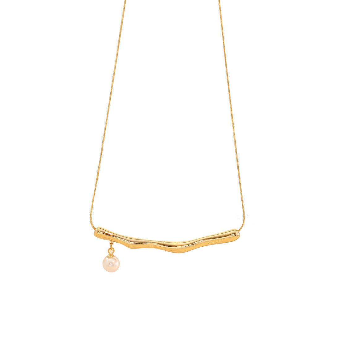 Irregular Textured Stainless Steel Geometric Pendant Necklace for Women with Plated Finish