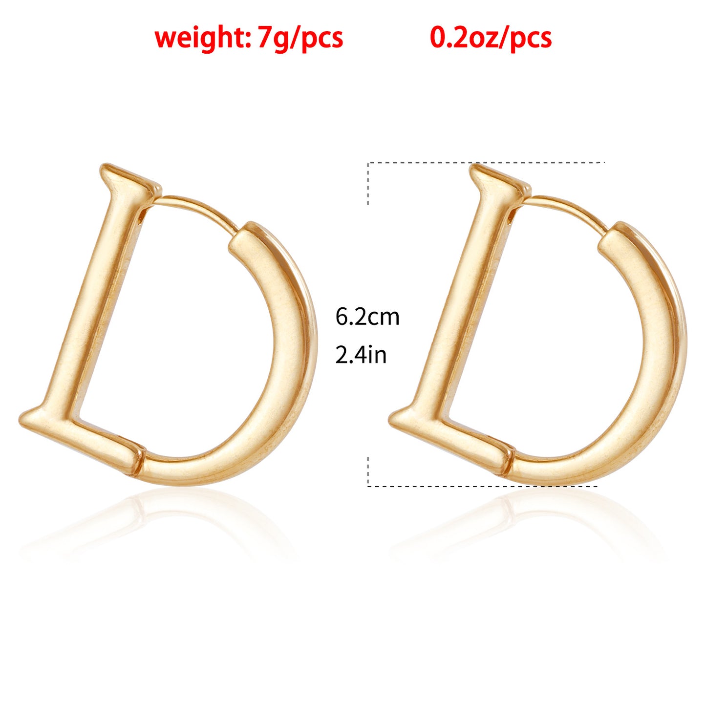 Minimalist Retro Letter D Metal Hoop Earrings with Plating Finish for Women
