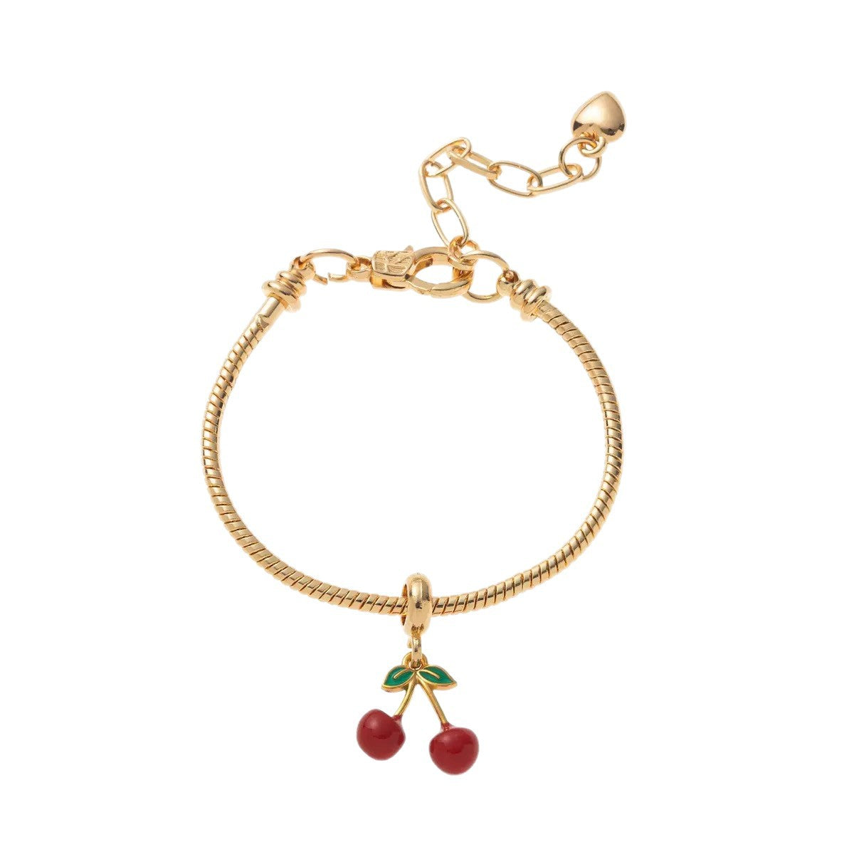 Bracciale da donna in acciaio inossidabile con ciondolo a goccia di olio colorato ed elegante a forma di frutta