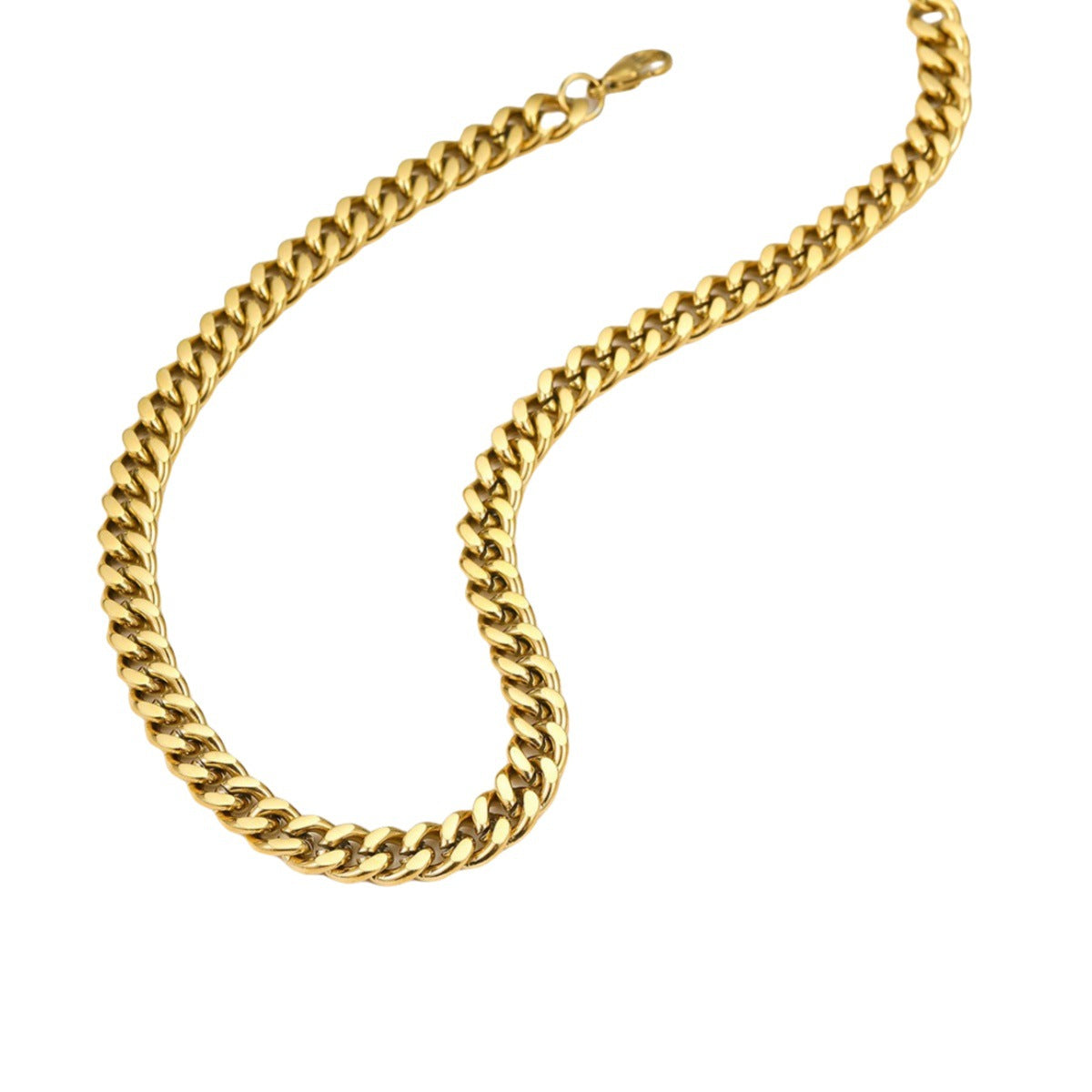 Moda OL Acero Inoxidable Chapado en Oro de 18K Grueso Cadena Cubana Collar para Mujer