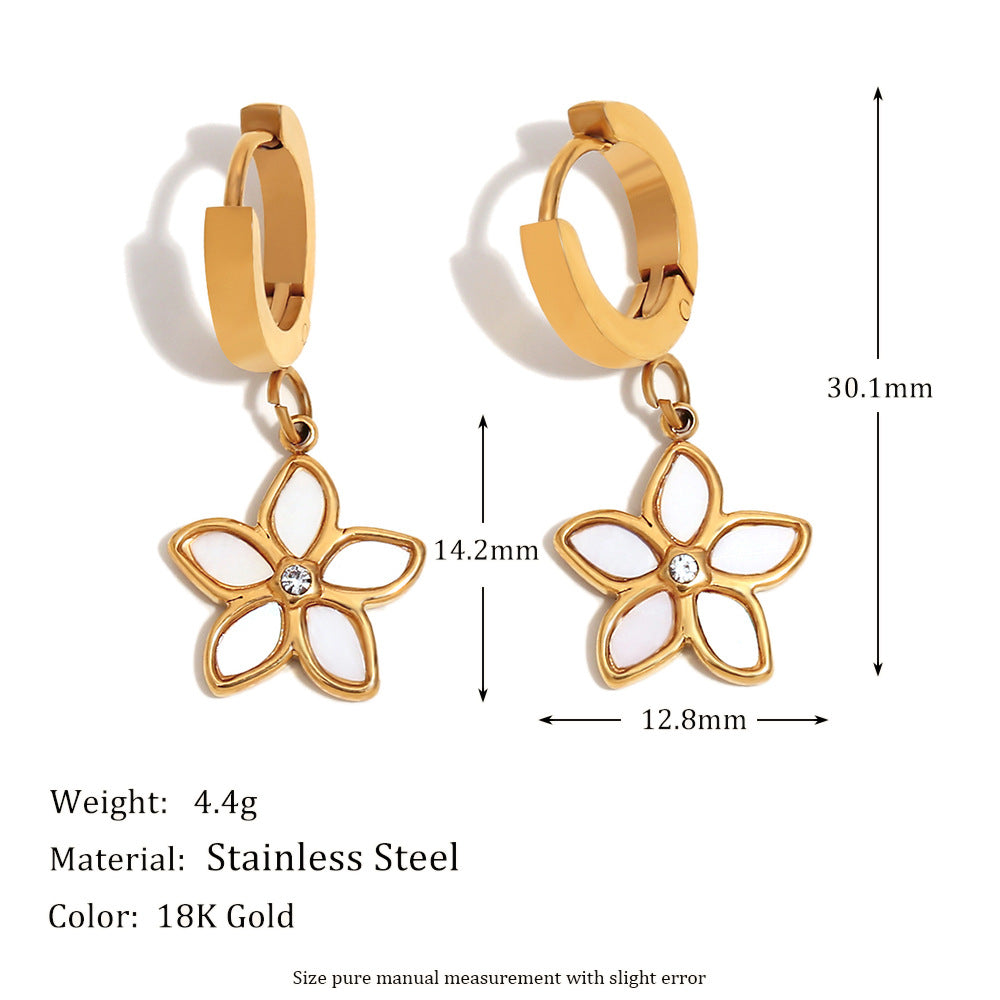 Fashionable Floral Shell Pendant Necklace for Women Stainless Steel with 18K Gold Plating
